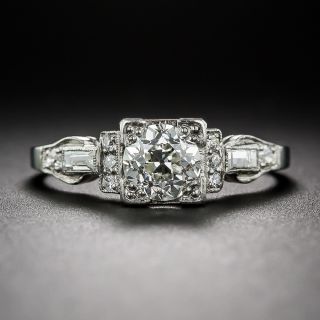.80 Carat Mine-Cut Platinum, Diamond Art Deco Engagement Ring