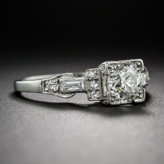 .80 Carat Mine-Cut Platinum, Diamond Art Deco Engagement Ring
