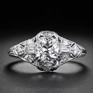 .80 Carat Platinum Diamond Art Deco Engagement Ring