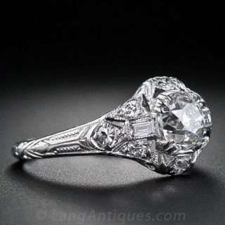 .80 Carat Platinum Diamond Art Deco Engagement Ring