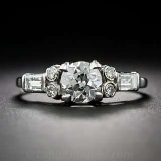 .80 Carat Platinum Diamond Vintage Engagement Ring