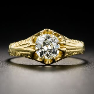 .80 Carat Victorian Yellow Gold Solitaire Diamond Ring