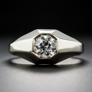 .80 Carat White Gold Diamond Estate Gent's Ring