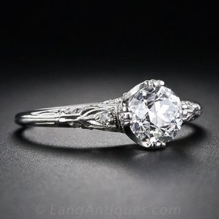 .81 Carat  Diamond Antique Engagement Ring in Platinum