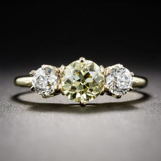 .81 Carat Fancy Yellow Diamond Three Stone Ring