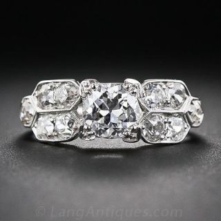 .81 Carat Platinum and Diamond Art Deco Engagement Ring
