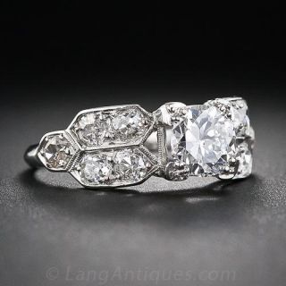 .81 Carat Platinum and Diamond Art Deco Engagement Ring