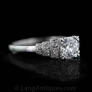 .82 Carat Diamond Solitaire Deco Ring in Platinum