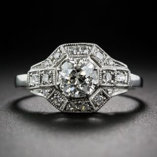.82 Carat European-Cut Diamond Art Deco-Style Engagement Ring in Platinum