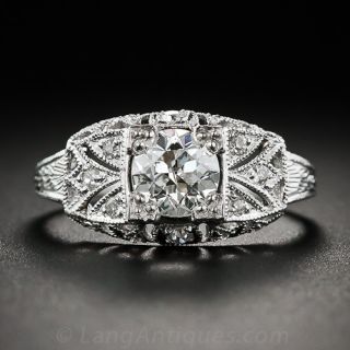 .83 Carat Art Deco Style Platinum and Diamond Engagement Ring