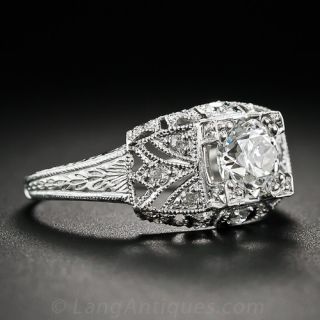 .83 Carat Art Deco Style Platinum and Diamond Engagement Ring