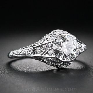 .83 Carat Edwardian Platinum Diamond Engagement ring