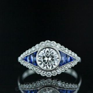 .85 Carat Art Deco Style Diamond Engagement Ring Main View