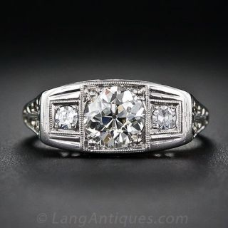 .85 Carat Center Art Deco Diamond Engagement Ring