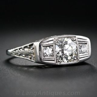 .85 Carat Center Art Deco Diamond Engagement Ring