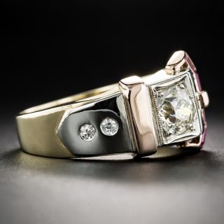 .85 Carat Diamond and Ruby Retro Buckle Ring