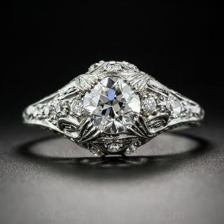.85 Carat Diamond Platinum Antique Engagement Ring