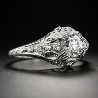 .85 Carat Diamond Platinum Antique Engagement Ring