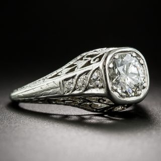 .85 Carat Platinum and Diamond Art Deco Engagement Ring