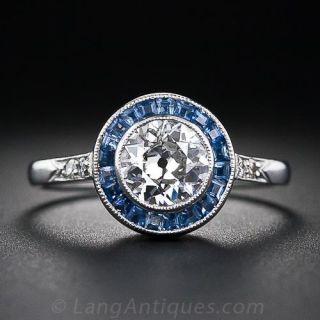 .86 Carat Diamond and Sapphire Platinum Engagement Ring