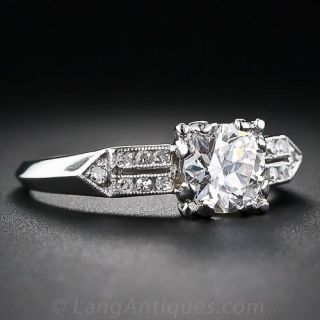 .86 Carat European-Cut Diamond Art Deco Engagement Ring