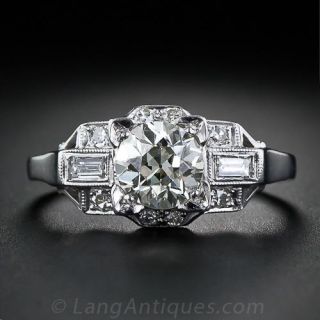 .87 Carat Art Deco Diamond Engagement Ring
