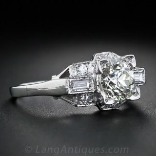 .87 Carat Art Deco Diamond Engagement Ring