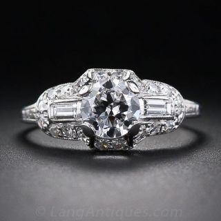  .87 Carat Diamond Art Deco Engagement Ring