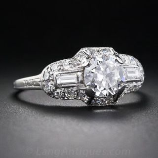  .87 Carat Diamond Art Deco Engagement Ring