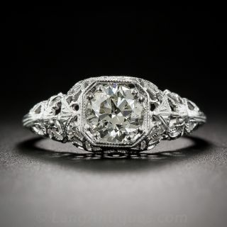 .87 Carat Old European-Cut Platinum and Diamond Ring