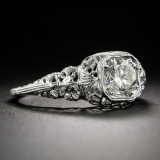 .87 Carat Old European-Cut Platinum and Diamond Ring