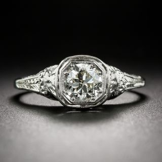 .87 Carat Platinum and Diamond Neo-Classical Engagement Ring