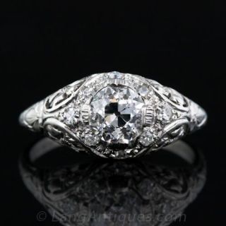 .87 Carat Vintage Diamond Engaement Ring in Platinum