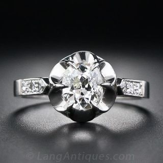 .88 Carat Antique Cushion Diamond Antique Style Ring