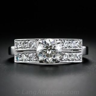 .88 Carat Diamond and Platinum Art Deco Engagement Ring
