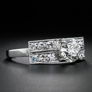.88 Carat Diamond and Platinum Art Deco Engagement Ring