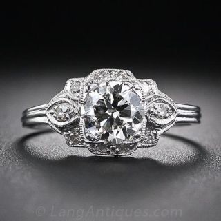 .88 Carat Diamond and Platinum Vintage Engagement Ring