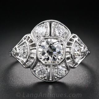.89 Carat 1920s Diamond and Platinum Ring