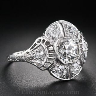 .89 Carat 1920s Diamond and Platinum Ring