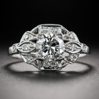 .89 Carat GIA G VS2, Platinum Diamond Art Deco Engagement Ring 