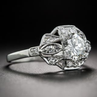 .89 Carat GIA G VS2, Platinum Diamond Art Deco Engagement Ring 