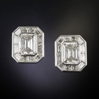 9.58 Carat Total Weight Emerald-Cut Diamond Earrings