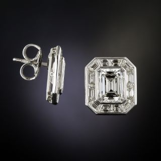 9.58 Carat Total Weight Emerald-Cut Diamond Earrings