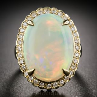 9.77 Carat Opal and Diamond Cluster Ring - 1
