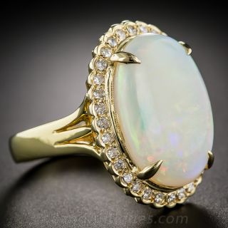 9.77 Carat Opal and Diamond Cluster Ring