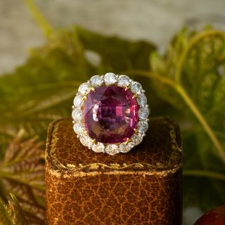 9.82 Carat Thai Ruby and Diamond Ring - GIA