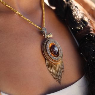 Large Victorian Garnet and Diamond Tassel Locket Pendant