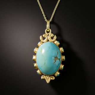 Vintage Double-Sided Turquoise Pendant - 2