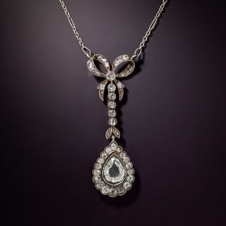 Antique Pear Shape Diamond Lavalière Necklace - 0