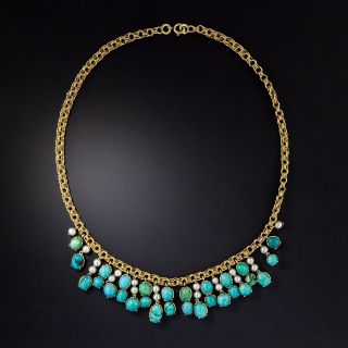 Vintage Turquoise and Pearl Necklace - 0
